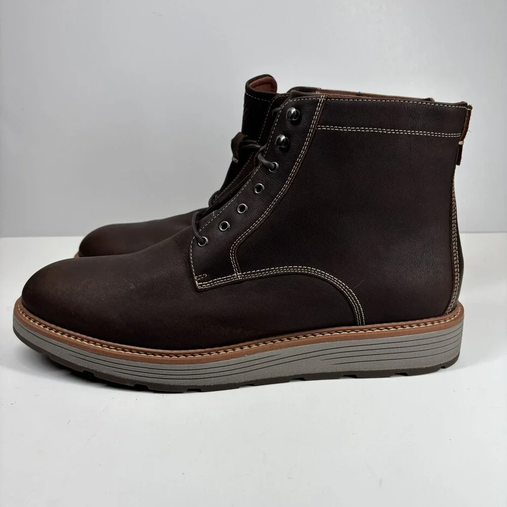 Johnston & Murphy Upton Lug Men's US‎ 13M Brown Oiled Leather Plain Toe Boots